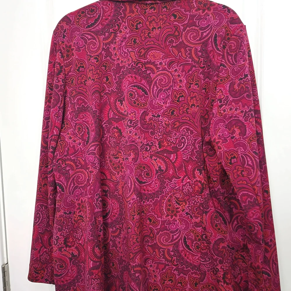 Susan Graver Paisley Burgundy Ponte Knit Blazer - Picture 6 of 7